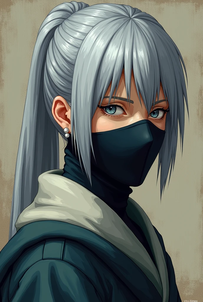 Make The girl with a pearl earing by johannes vermeer look like Kakashi in naruto