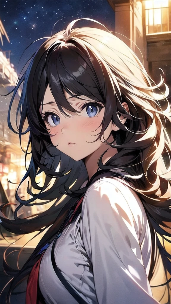 apstyle3 apstyle masterpiece best quality detailed eyes masterpiece best quality 1girl long hair (Messy hair floats :1.25) Severe FlowDarkness of the NightBlack BackgroundBlackUpper Body Staring at the Viewer