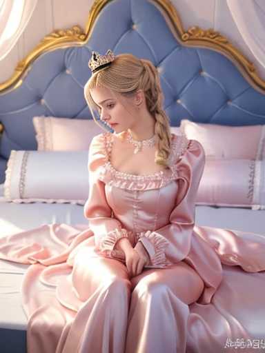 ,highest quality, masterpiece, Highest Resolution, artwork, super それにGet used to it, many Get used to it, Get used to it, それにGet used to it, 3K realistic photos,,((10 year old)),Super detailed baby face,The two woman are princesses,Full-length hot pink ball gown dress with hoop skirt,Frilled yoke collar,Puff sleeves,Long sleeve,((Lolita Style Detailed Princess Satin Dress、Lots of frills and ribbons。)),colorful rococo fashion,shiny satin dress,Soft and smooth fabric,luxury,Long blonde hair,blue eyes,White skin European,pajamas,((Inside the palace)),,,(( 25 year old)),Super detailed baby face,Full-length ball gown dress with hoop skirt,Long skirt,Frilled yoke collar,Puff sleeves,腰まで伸びるLong blonde hair,two braided ponytails blue eyes,White skin European,pajamas,((Inside the palace bedroom)),シルクサテンのluxuryなCanopy bedの上,Canopy bed,Gorgeous curtains on either side of the bed,There were a lot of frilly pillows on the bed.,Highly detailed background,Detailed bed,Romantic atmosphere, one princesses on the bed,((((Her legs are hidden inside the dress)))),The dress is spread out on the bed,Soft silk satin comforter in pastel colors,Pastel colored silk satin bed sheets,Soft silk satin ruffle pillow in pastel colors,Beautiful girl illustration,Beautiful detailed face Detailed hair,Detailed human eye ,Mouth details, Arm details,Beautiful Hands,Detailed pillow, big breasts, big dildo on bed, lasziver blick, große augen und lange wimpern