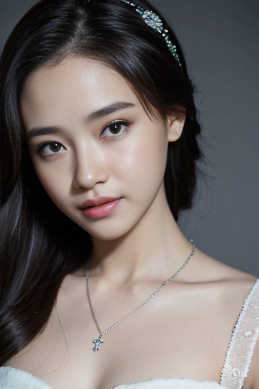 Best Quality, Masterpiece, High Resolution, 1girl, Porcelain Dress, Hair Accessories, Necklace, Jewelry, Pretty Face, On Body, Tyndall Effect, Realistic, Shadow Studio, Rim Lighting, Dual Tone Lighting, (High Detail Skins: 1.2), 8k UHD, dslr, soft light, high quality, volume light, sneak shot, photo, high resolution, 4k, 8k, background blur,