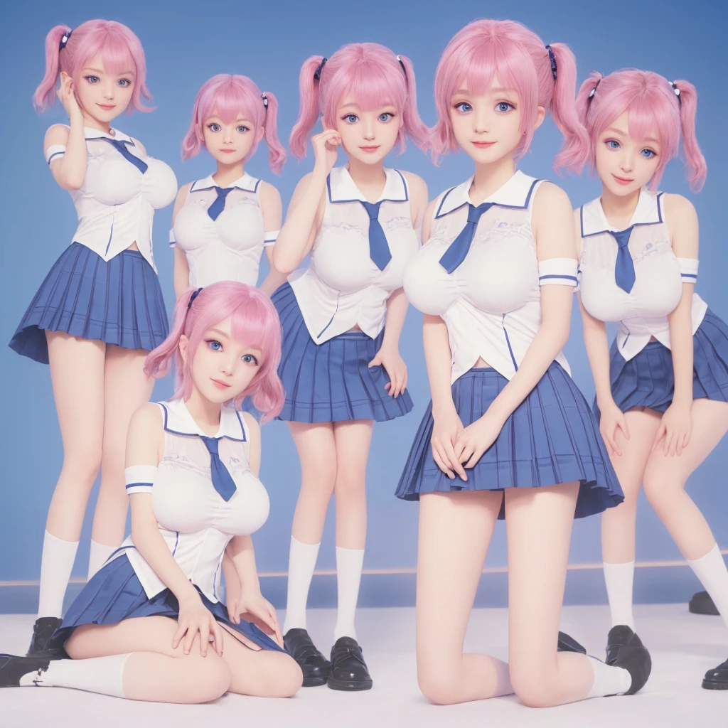 ((through wall)), SchoolGirls wearing uniforms with Thongs, Glistening ivory skin, no legwear, name plate . (Character concept art:1.4), Different types of hair colors, (((NOGIZAKA face variations)))  Extremely Detailed very KAWAII face variations, perfect anatomy, Childish, captivating gaze, elaborate detailed Eyes with (sparkling highlights:1.2), long eyelashes、Glossy RED Lips with beautiful details, Coquettish tongue, Rosy cheeks . { (Dynamic joyful expressions) | :d) }, Random eye color, (large eyes:-1) .