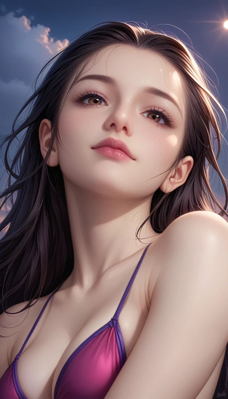 score_9, score_8_superior, score_7_superior, High-resolution CG illustration,A masterpiece in 32K resolution,Highest quality,it is really amazing,Very detailed,Ultra-high resolution,Ultra-realistic,Realistic,Increased depth of field,Cinematic lighting,
Sexy mature Japan woman,
Straight long hair with black hair,Ultra-detailed and beautiful face,Calm and gentle look,Beautiful brown eyes,Translucent white skin,Realistic skin texture,Great proportions,
Elegant swimwear,
Artistic design,Chic color scheme,Detailed fabric texture,
Dark overcast sky on a dull night,Dark clouds filling the sky,Thundercloud,Coastline at night,Stormy seas,delay々A desolate sandy beach that continues,
Cinematic,Low - Angle,