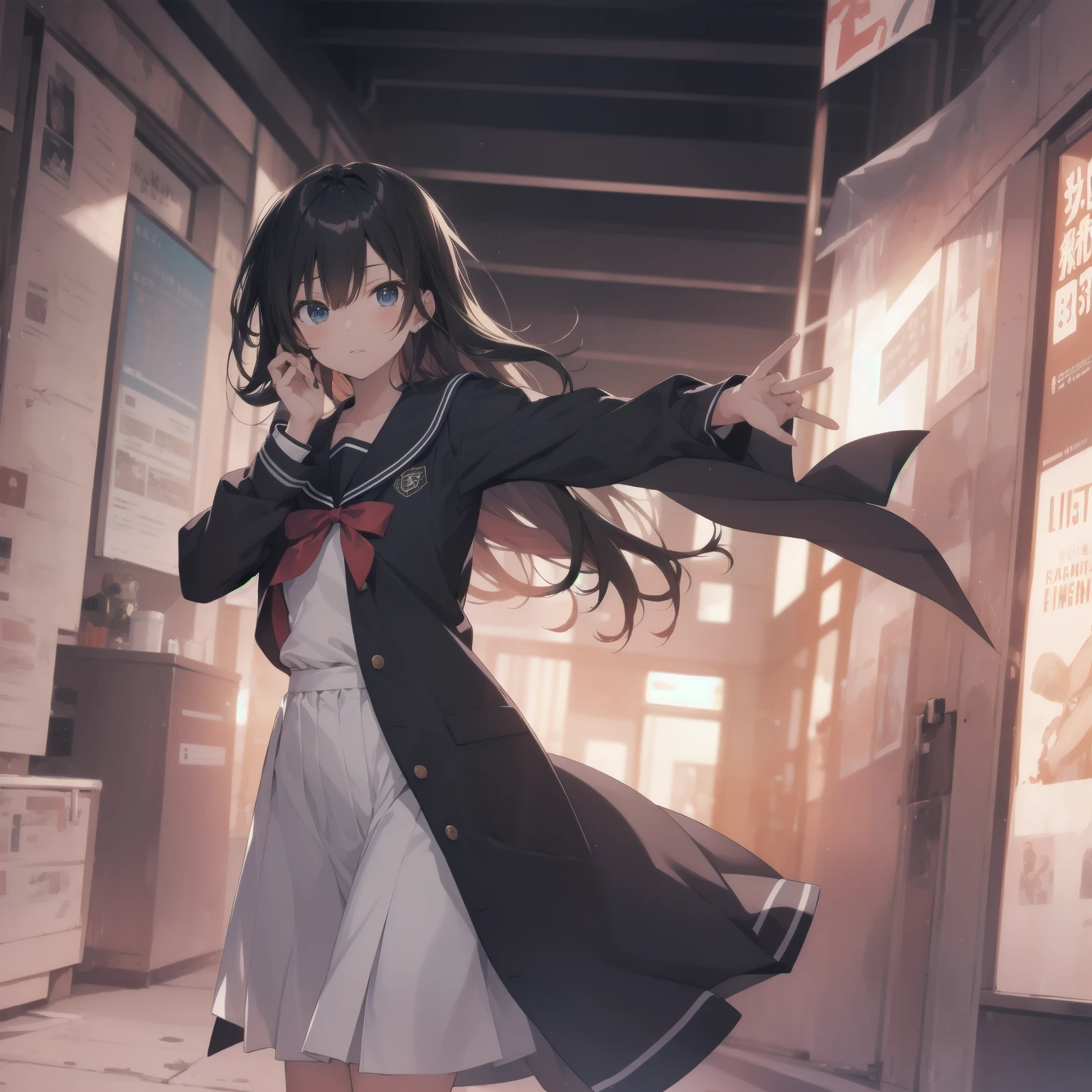 ultra-absurdres-Top quality by artist God, ultra-detailed, high resolution, anime moe artstyle, best anime 8k konachan wallpaper, pixiv contest winner, pool:2810, perfect anatomy,break, 1girl, (Please draw a girl walking sleepily to school alone. )break,(Solo,little female, 13-year-old:1.3),Full limbs, complete fingers,a junior high school student, (very short hair), short cut, flat chest, , small butt, small black eyes, beautiful detailed eyes, well-proportioned iris and pupils, expressive eyes, highres detailed hair, soft expression, salor school_uniform, sailor collar, serahuku, bow, pleated skirt,(Detailed Lighting), (Detailed background), in the School commute route. break,super detailed skin, Best cinematic lighting powered by famous artist, 8k,beauty illustration,photoshop_(medium),very aesthetic,break,((artist:izumi_tsubasu )), artist:clamp ,artist:carnelian ,artist:kantoku ,