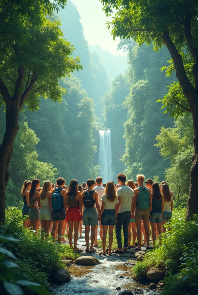 crie uma imagem realista 
 com a ideia dessa frase TOGETHER WE GO FURTHER FOR THE ENVIRONMENT