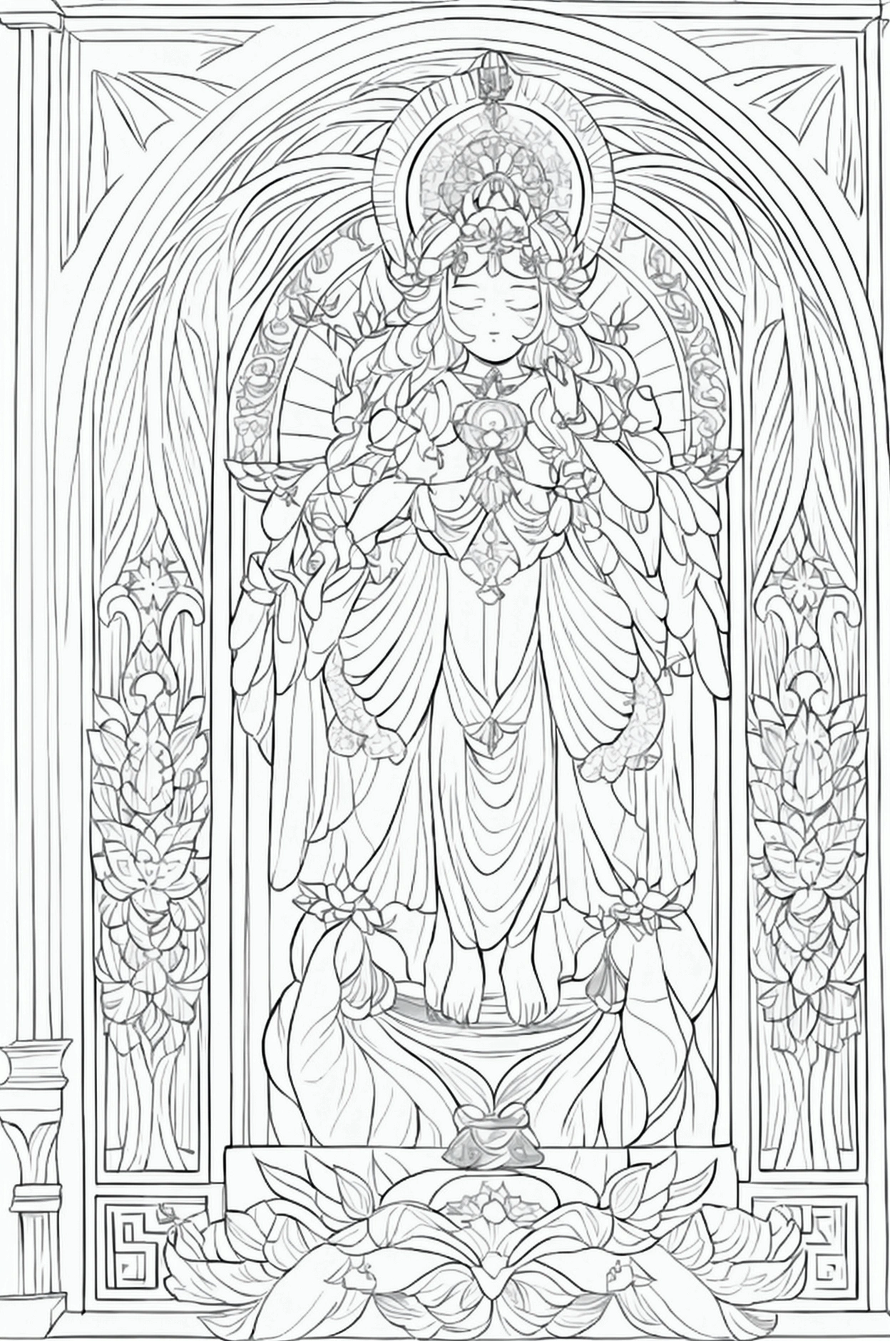 Line art carved ornamentals wood relief