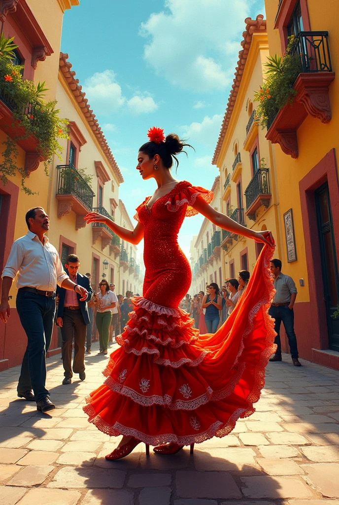 create an artwork that depicts the spanish tradition with 3 elements of arts and 2 principles of art make it easy