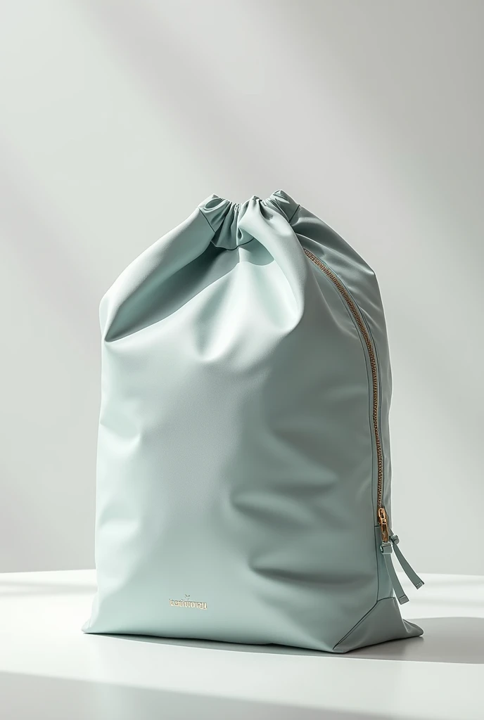 make me a product image for a bag to wash delicate clothes, this bag must contain baking soda powder so the final consumer will only have to shake the bag with the clothes inside and put it in the washing machine, I want the bag to look impressive and something exclusive for middle and high class.