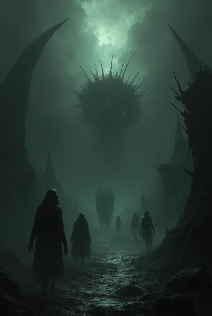 Dark inescapable dimension where you can only feel is fear and pain