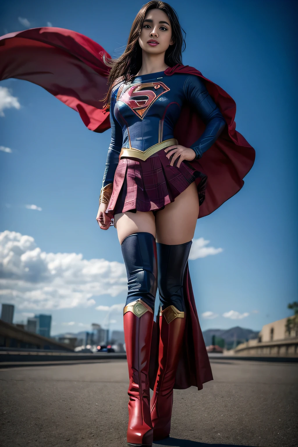 Ameera Khan as Supergirl, realistic, high definicion, ultra resolution, Fujifilm XT3, detailed, 64k, -