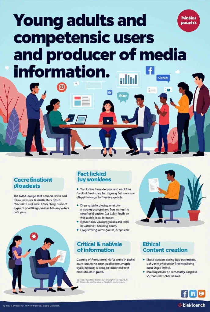 a poster that will convince young adults to be a responsible user and competent producer of media information. The digital poster must contain/ show at least 3 characteristics of a responsible user and producer of Medie