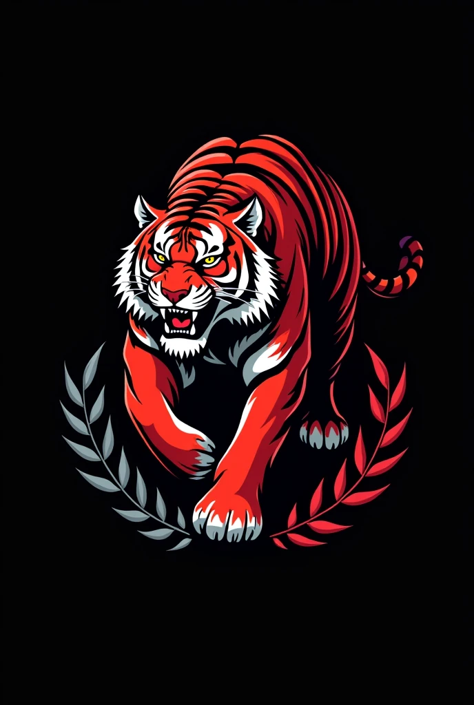 Create a graduation logo with a red tiger on a black background