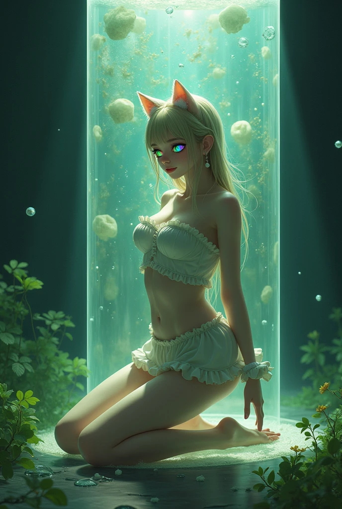 {{{{{3,318 trillion pixels high resolution, nsfw, Realistic scenery and lovely girl, In this scene the heroine is chosen as a human pillar and sealed in a kneeling posture with her legs spread in an M-shape where she is raped endlessly while staring blankly into the void, A full whipped deep cleavage rapidly emerged, the charm she exudes spurs forces her to lift her legs and open her legs and continues to fuck, thicken the lips look pretty, Boobs are fluffy and bouncy, Tits that get rounder bigger her deep tight cleavage}}}}},{{{{{She thinks she is a cat, Cat gestures, Cat-like hands adorably asking for candy above her head, white cheeks, The moment when the eyes of the heroine's girl are replaced with kaleidoscopic irises, magical in a romantic Cylindrical crystal herbarium showcase filled with oil, Herbarium-soaked her tits become so plump that they break the blouse of an even smaller-sized girl and her hair grows longer and sexier while she still looks like a girl, Cuteness preserved forever shining in exchange for life from her, wearing cute ribbon blouse and skirt, frills scrunchie on her wrist, her beautiful slender underbust, slender curvy cute waistline, an lewd ?????? for lips and necks and waistlines, her clearer nip line from underbust to hips, gloomy straight wig, thick vivid lips}}}}},{{Extremely detailed}},{{{{{heroine girl's Sexually unused body with pure and innocent aura}}}}}