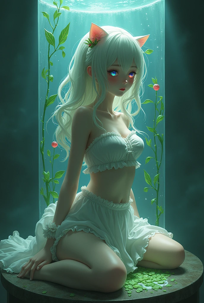 {{{{{3,318 trillion pixels high resolution, nsfw, Realistic scenery and lovely girl, In this scene the heroine is chosen as a human pillar and sealed in a kneeling posture with her legs spread in an M-shape where she is raped endlessly while staring blankly into the void, A full whipped deep cleavage rapidly emerged, the charm she exudes spurs forces her to lift her legs and open her legs and continues to fuck, thicken the lips look pretty, Boobs are fluffy and bouncy, Tits that get rounder bigger her deep tight cleavage}}}}},{{{{{She thinks she is a cat, Cat gestures, Cat-like hands adorably asking for candy above her head, white cheeks, The moment when the eyes of the heroine's girl are replaced with kaleidoscopic irises, magical in a romantic Cylindrical crystal herbarium showcase filled with oil, Herbarium-soaked her tits become so plump that they break the blouse of an even smaller-sized girl and her hair grows longer and sexier while she still looks like a girl, Cuteness preserved forever shining in exchange for life from her, wearing cute ribbon blouse and skirt, frills scrunchie on her wrist, her beautiful slender underbust, slender curvy cute waistline, an lewd fetish for lips and necks and waistlines, her clearer nip line from underbust to hips, gloomy straight wig, thick vivid lips}}}}},{{Extremely detailed}},{{{{{heroine girl's Sexually unused body with pure and innocent aura}}}}}