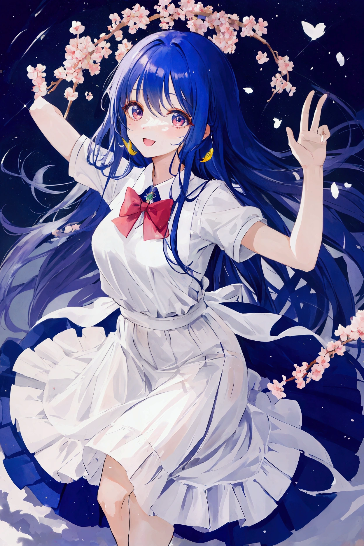 Hani is a beautiful and cheerful woman, wearing a long school dress