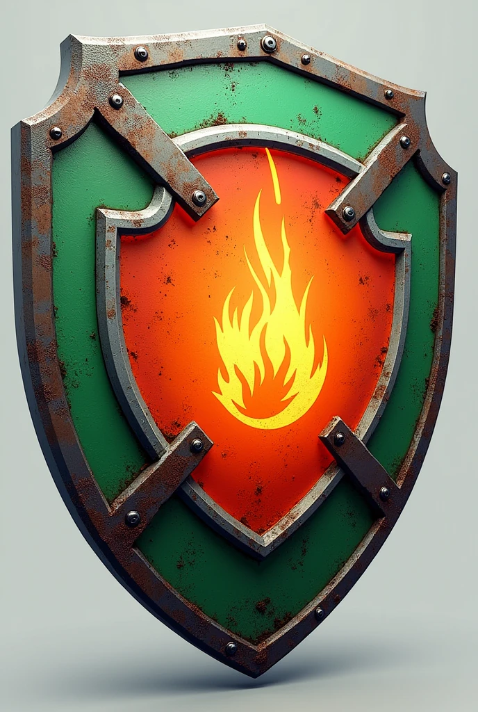 Create a fire,rescue shield where it is orange, white and green