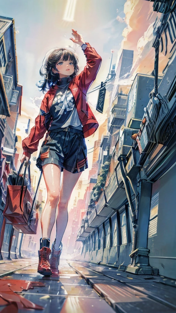 A single Japanese woman, tanned skin, with 80s Japanese hair style, both eyes glow red, wearing full body cybernetic android suit black with red accents, cloths made from red copper and carbon fiber,
absurdres, highres, ultra detailed,
BREAK
, Create an image using a prism effect, with light refracting and creating a colorful, fractured screen appearance.
BREAK
, Design an image with a fisheye lens effect, capturing a ective.
BREAK
, Capture a city scape, with towering buildings, dappled sunlight, and a sense of tranquility and natural beauty.
BREAK
, Illustrate a dystopian world, using only vintage shades , vivid colors to convey depth, emotion, and a striking visual impact.
