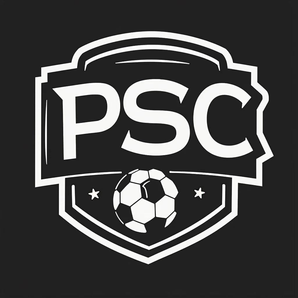 a football logo with the letters PSC in black and white