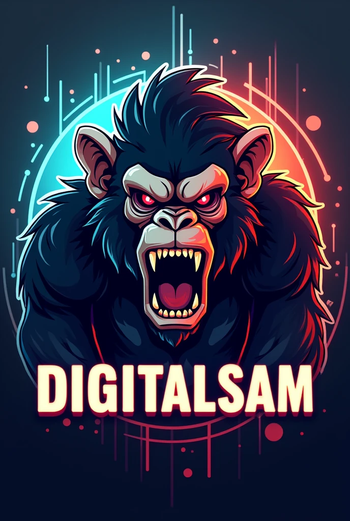 Generate a unique logo of an angry legendary monkey that says "DIGITALSAM"