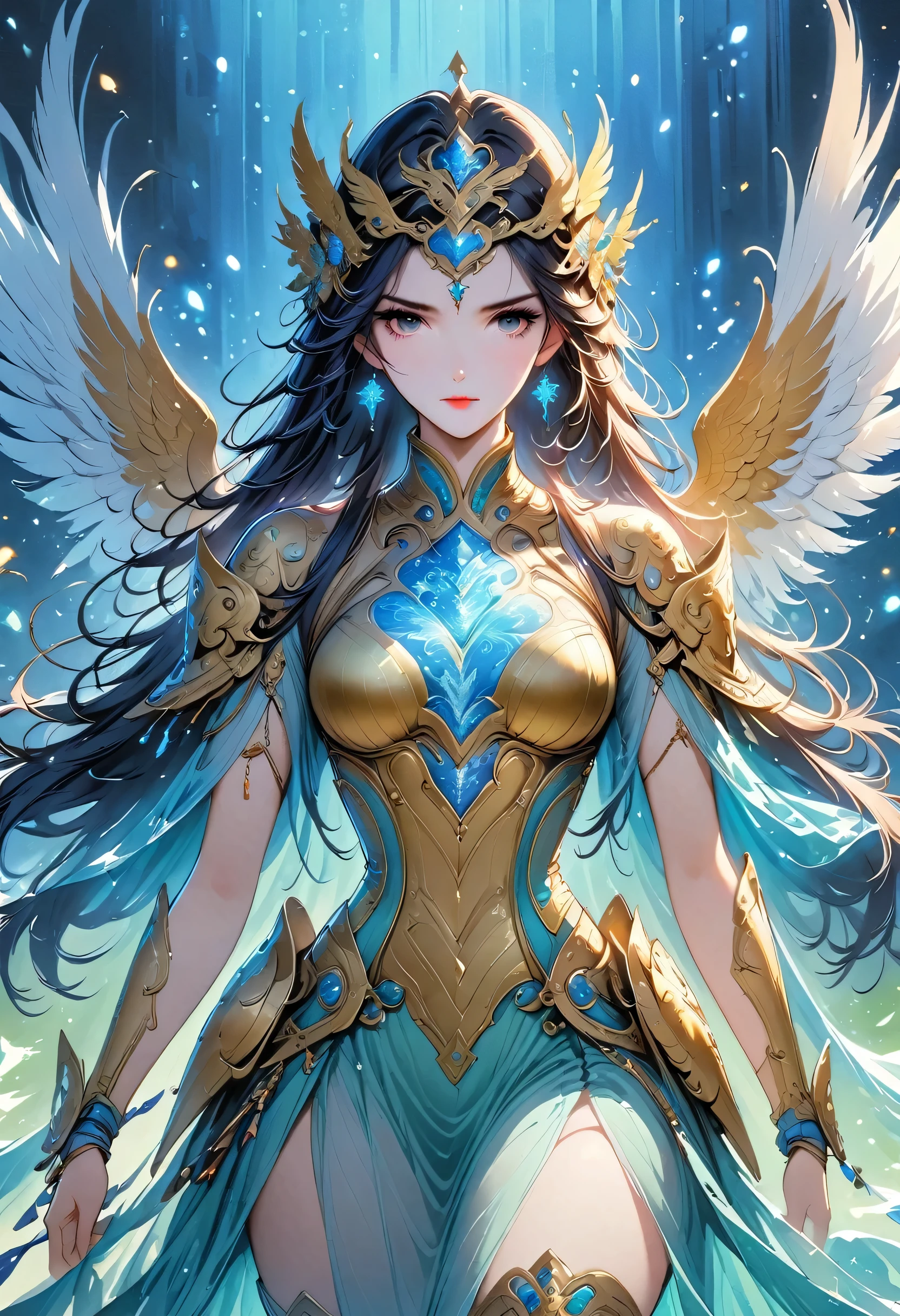 ((Vision)),((whole body)),Snow mountain sword painting method, Ancient style woman's cold ice flame sword, Holding a sword burning with blue flames, Dancing with a sword in white clothes, long hair flowing in the snow, Beautiful woman holding a silver sword, Wear jade jewelry, Her face is full of confident smile, She is suspended in the clouds like a fairy, Behind her are layers of mountains,(UHD, retina, masterpiece, ccurate, anatomically correct, textured skin, super detail, high details, 8k),中国ink画风格,ink