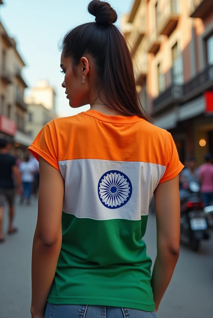 Indian flag t shirt women  back 