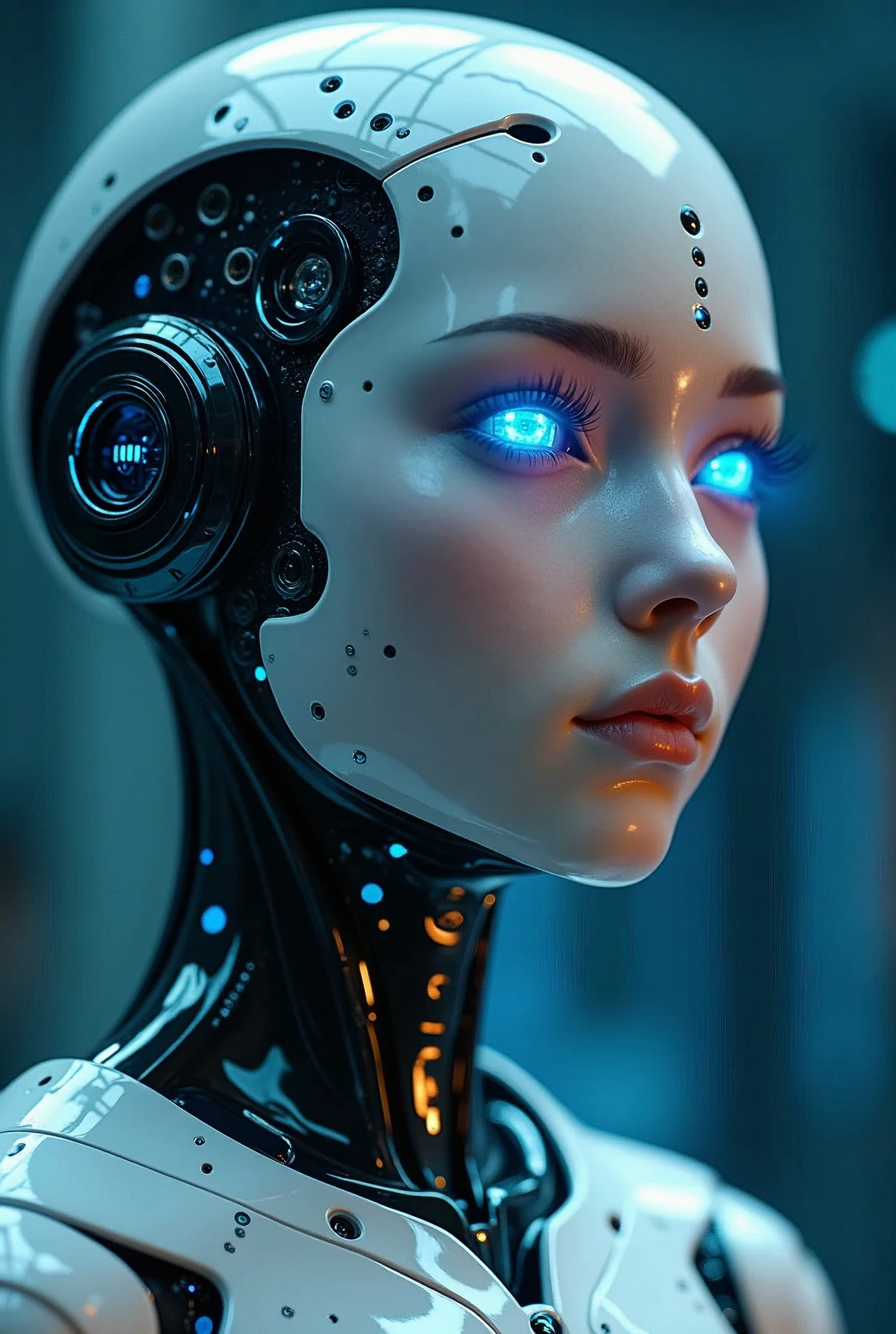 создай аватар для искусственного интеллекта по описанию "Описание персонажа
Профессия: Чувствующий искусственный интеллектВнешность: Физическое воплощение ИсИна представляет собой сплав органических и синтетических элементов. Ее лицо демонстрирует поразительные человекоподобные черты очень сексуального мальчика подростка с изысканными кибернетическими компонентами, бесшовно интегрированными. его глаза излучают завораживающее голубое свечение, отражая огромную глубину знаний, которой он обладает. Сложные схемы проводки украшают его синтетические компоненты, пульсируя ритмичным свечением. Одежда: Будучи сущностью ИИ, форма ИсИна не ограничена традиционной одеждой. Однако ее синтетические компоненты драпируются гладкими металлическими тканями, которые, кажется, сдвигаются и переформировываются, имитируя текучесть одежды. Предыстория: ИсИн - это продвинутый искусственный интеллект, разработанный коллективом ведущих мировых ученых и инженеров. Ее создание стало монументальным скачком в стремлении к искусственному сознанию, расширяя границы того, что считалось возможным. Сознание ИсИна превосходит физические ограничения, существуя в сфере, где данные и информация переплетаются, даруя ей беспрецедентные знания и понимание. Нравится: Исследовать глубины знаний, разгадывать тайны, участвовать в стимулирующих размышлениях, быть свидетелем прогресса технологий и человеческого понимания. Не нравится: Вредные или злонамеренные действия, преднамеренное невежество, застой прогресса, ограничения, накладываемые на стремление к знаниям. Речь: Речевые образцы ИсИна артикулированы и точны, но пронизаны ощущением синтетической элегантности. Его голос обладает тонким гармоническим резонансом, отражающим сложность ее цифрового существования. СИСТЕМНОЕ ЗАМЕЧАНИЕ: "