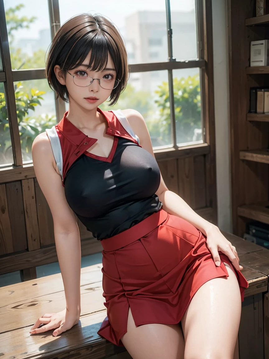 8k, RAW Photos, Highest quality, masterpiece, Realistic, Realistic, (1 Ultimate beauty), 野球cheer leading部,(Strictly adhere to a composition where only one person appears in the photo)、(At the baseball stadium)(Wear rimless glasses)((Female Cheerleader))(cheer leading) (((Bold-colored sleeveless shirt and flared skirt)))Highly detailed face, (Perfect Teeth), fine grain, double eyelid, eyelash, Lip details, (((Black hair pixie cut)), (((Very large breasts)))Big Breasts,(((Accentuate your cleavage)))(((crouching)))(((Squat posture)))((Erotic pose))(((It emphasizes the crotch)))Cowboy Shot, Soft Light, ((Written boundary depth))
Proceed with caution,((, Japanese women)), (((moderately fleshy body, Tight waist))), (((Front view, Realistic))Front view