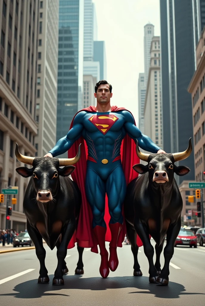 Superman carries bulls in Chicago