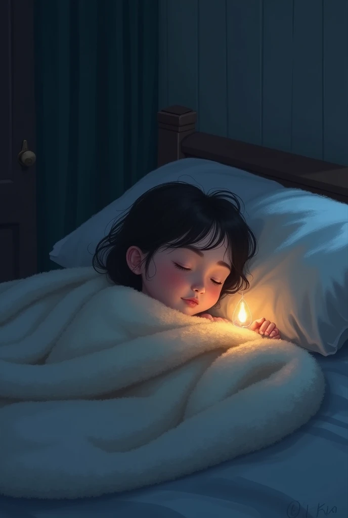 Every evening，I'm holding my little blanket，Dreaming sweet dreams。It's like a pair of warm hands，Gently embracing me。