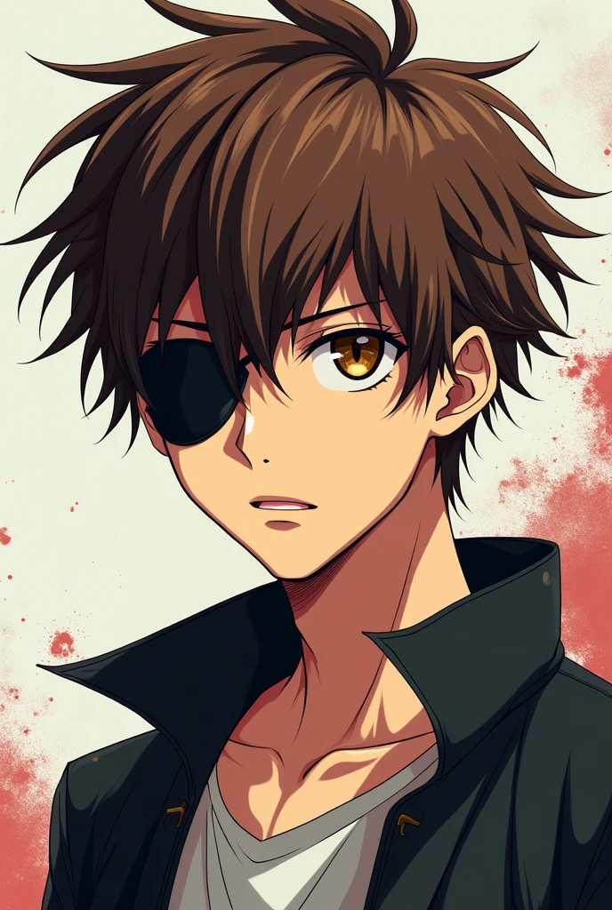 Anime guy with brown hair and an eyepatch