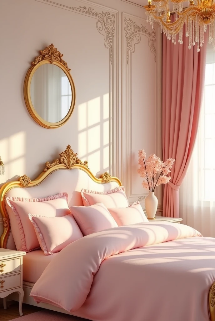 Ivory Gold,Cute pink gold room、princess bed,kawaii tech