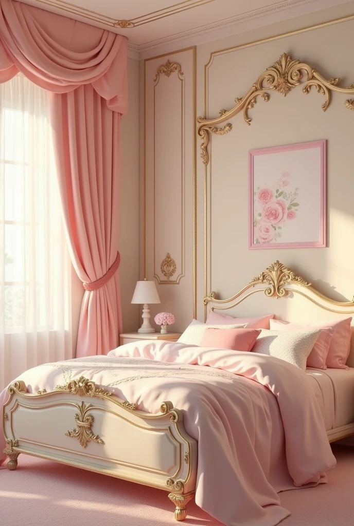 Ivory Gold,Cute pink gold room、princess bed,kawaii tech