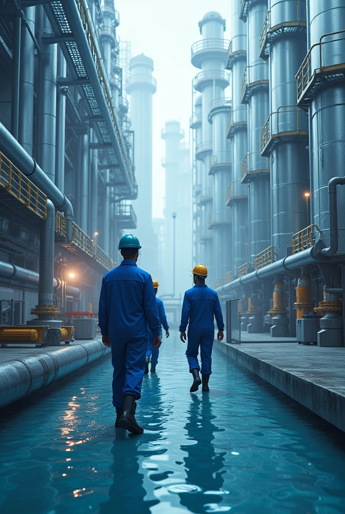Create a realistic photo for a file in the sanitation area on water treatment with the briefing: MOVING FORWARD TO THE ENVIRONMENT