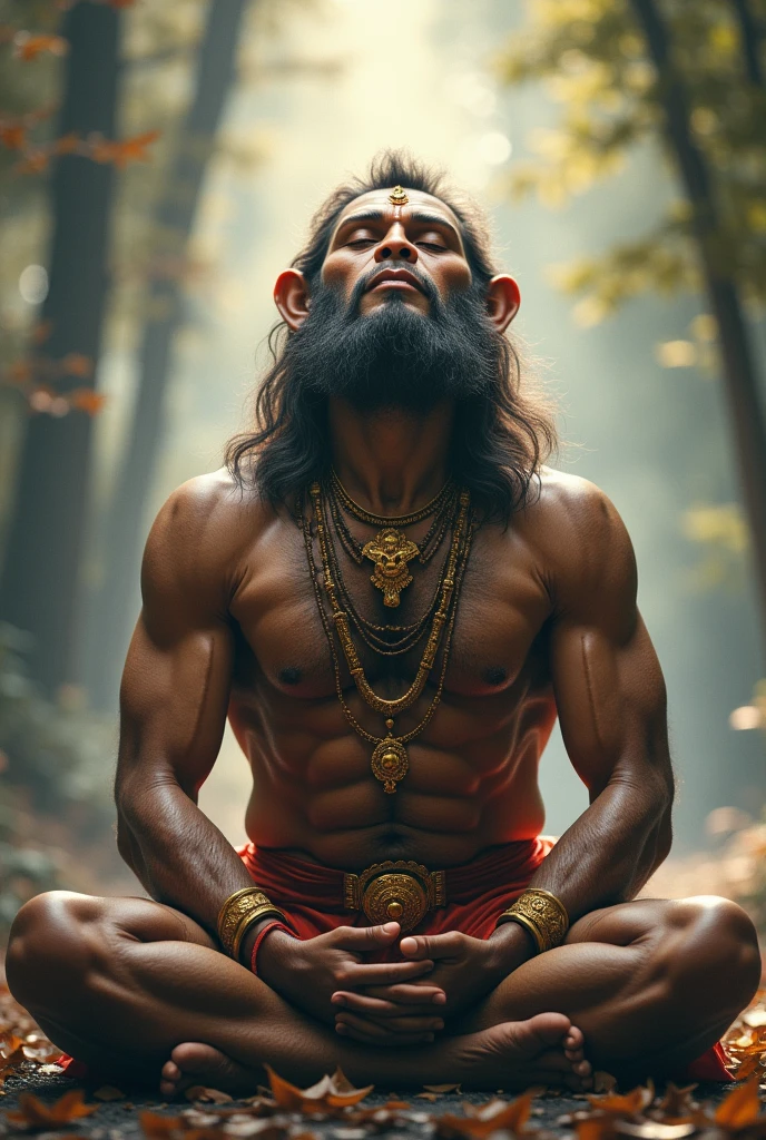 Hanuman ji is immersed in devotion