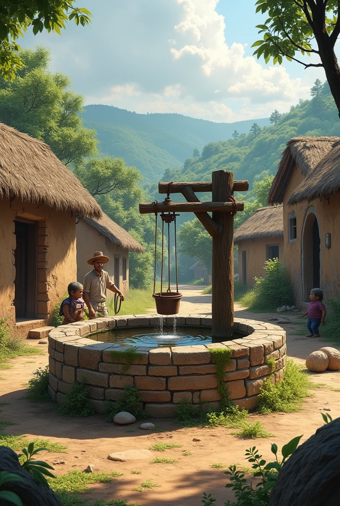 Indian water well in village