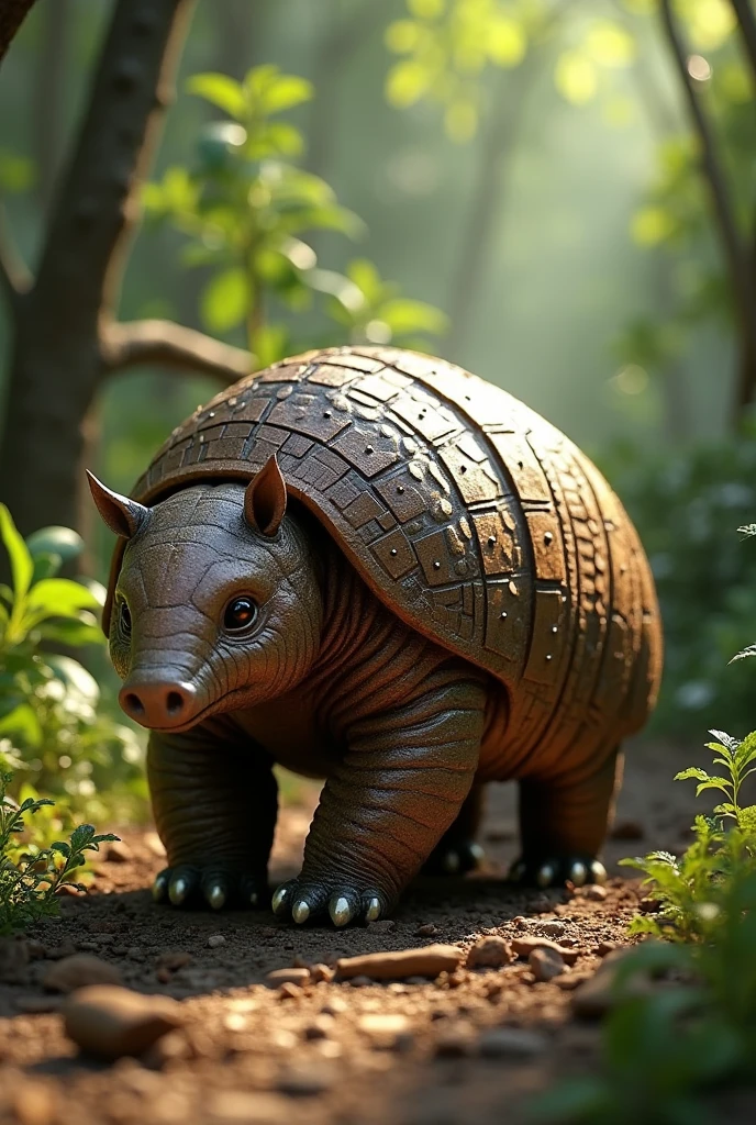 "Meet the armadillo! This unique animal has a hard, protective shell that keeps it safe from predators. Can you find the armadillo's special armor?"

