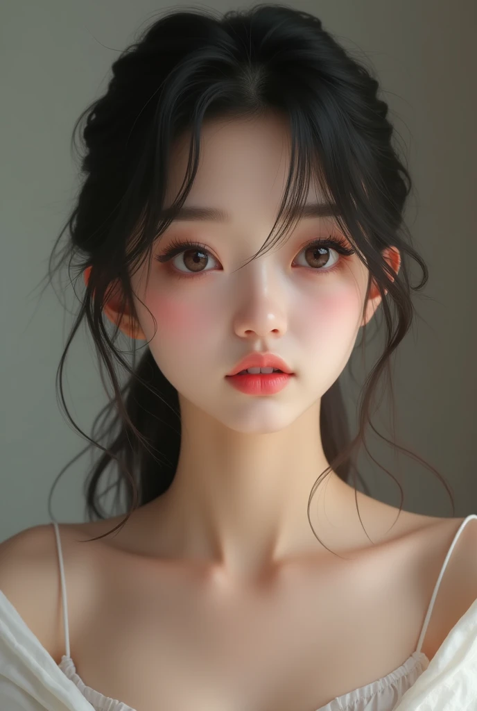 Realistic beautiful Japanese women、Shy expression、Pussy、Nipples、Pussyでおもらし、Facing forward、Naked