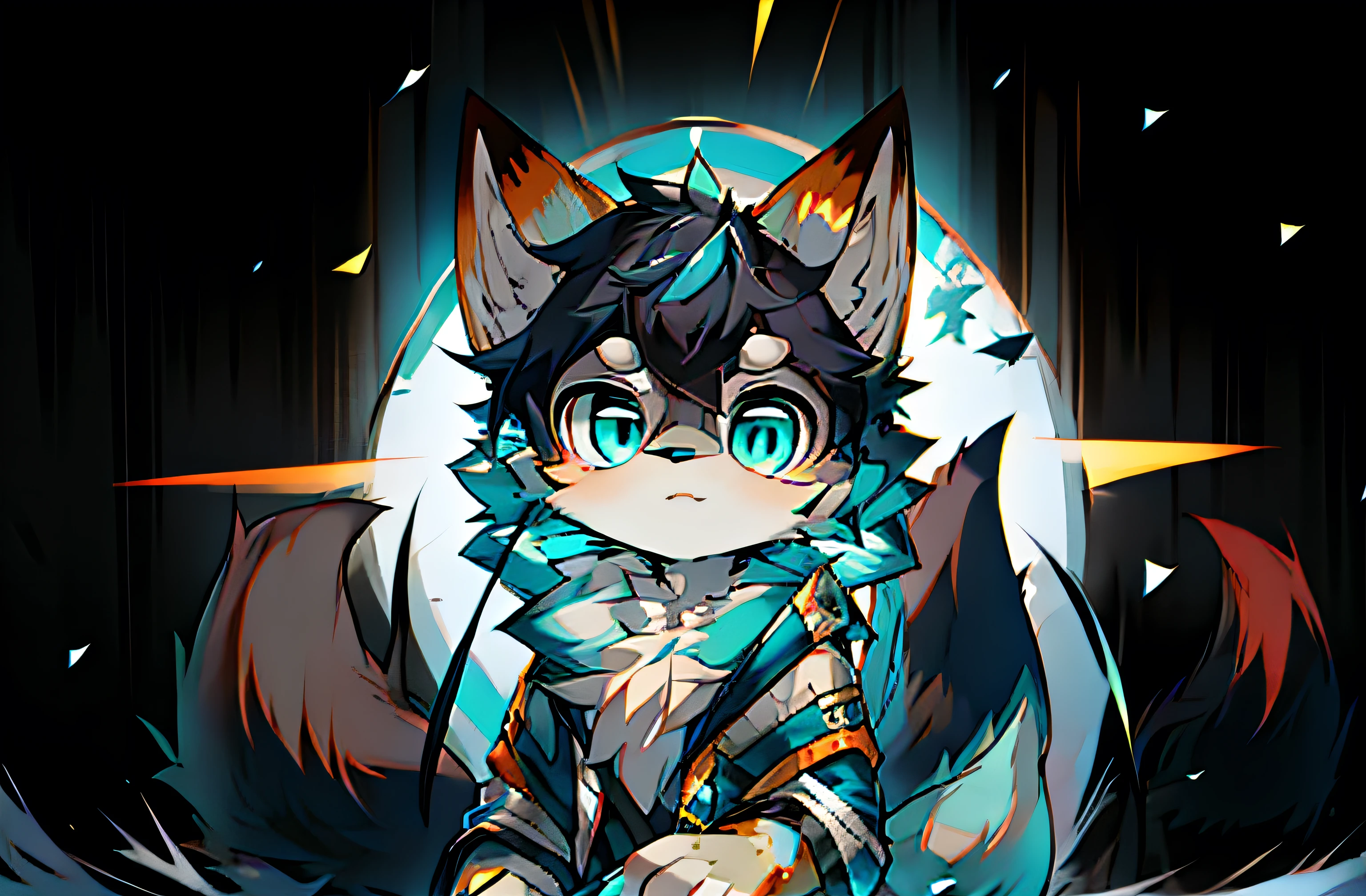 Anime-style fox with blue eyes and a black tail, Flon Art, a lot, a lot a lot Beautiful furry art, Fra Relations Committee, furry art!, Flafinity Committee, High resolution board, Fursona furry art Committee, Flon !!, Flon Committee, Professional Fluffy Digital Art