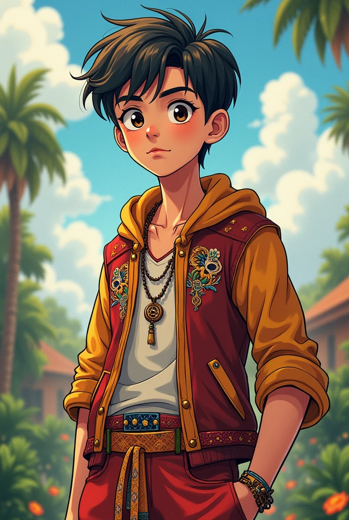 Anime boy with cloth combo of Indian and american