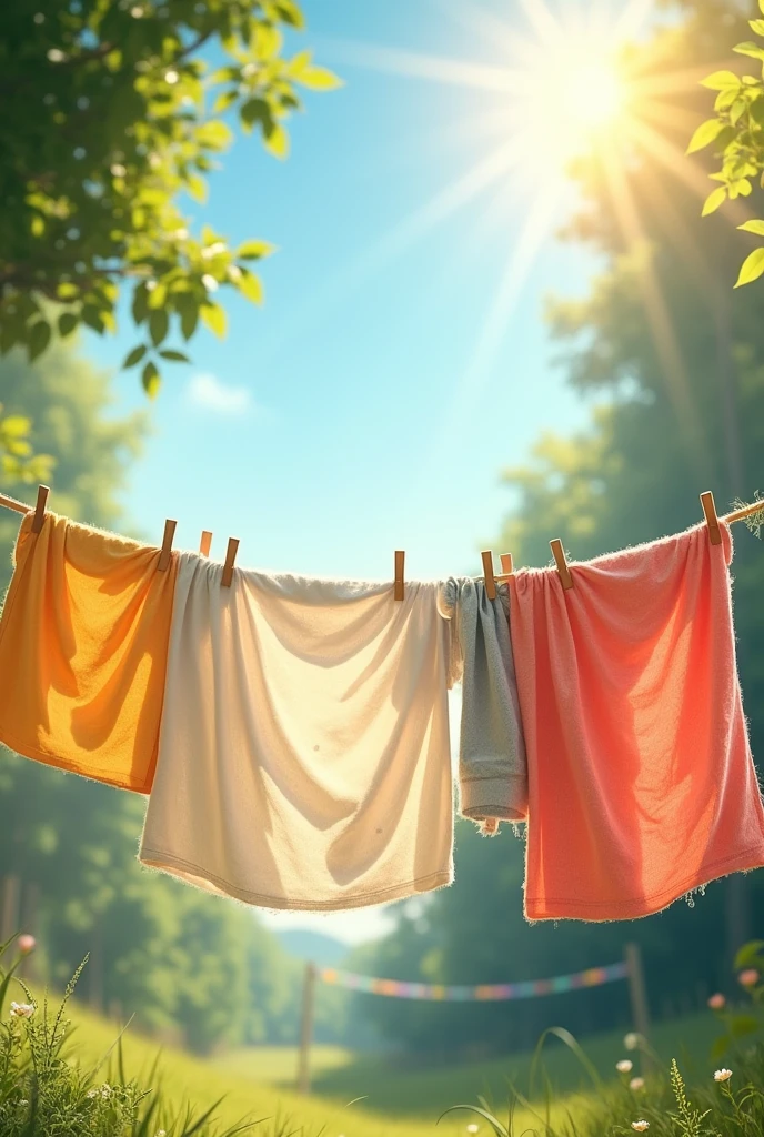 Clothes drying outside the hot sun
