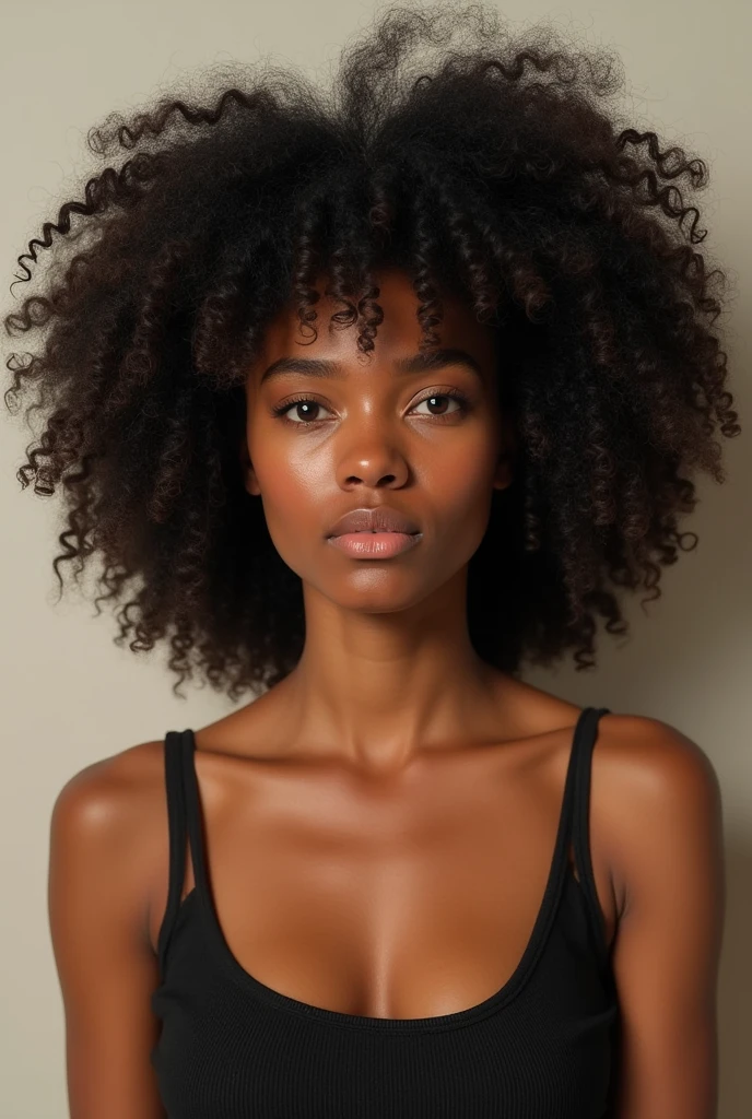 Create a young woman with brown skin., A social activist who is deeply involved in activist movements, with big curly hair and an empowered woman
Who looks like a real person