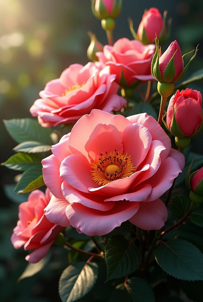 A highly detailed, hyper realistic painting of an exquisite rose floral arrangement, vibrant colors, sharp focus, intricate petals, delicate stamens, lush greenery, studio lighting, photorealistic, 8K resolution, masterpiece