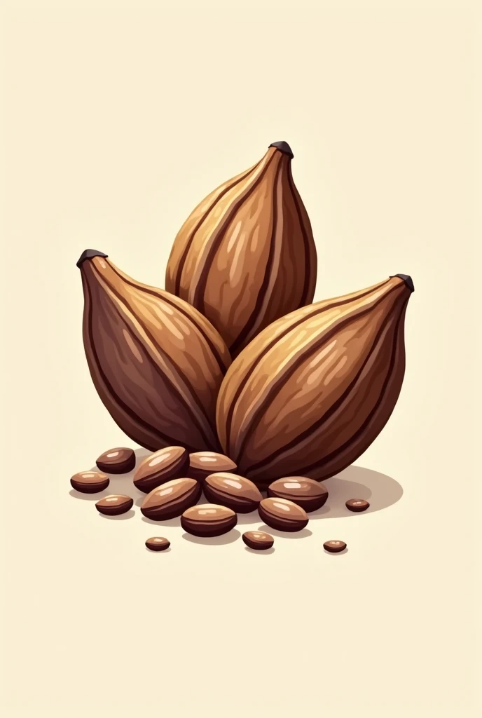 Create a logo for an artisanal chocolate shop with the name Los Granos de Oro where there are cocoa pods or cocoa seeds