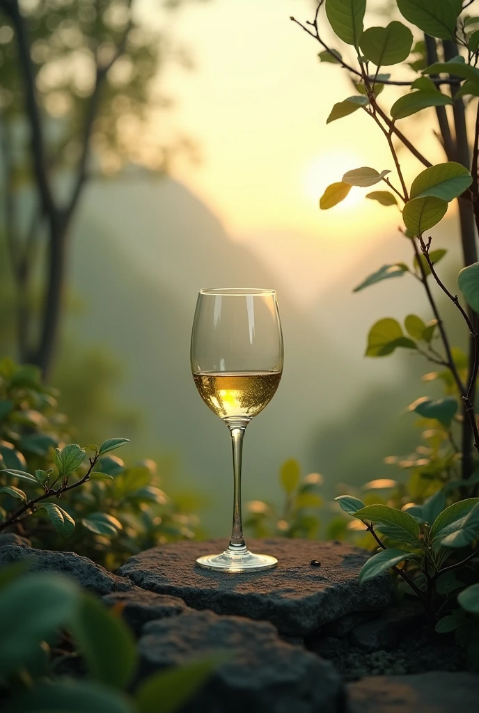 wine glass in a place of spiritual peace