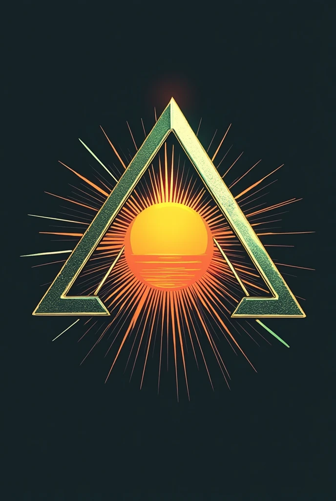 Symbol, combination of letter ‘A’ and sun , color orange, white , green ,no extra background , looks badass
