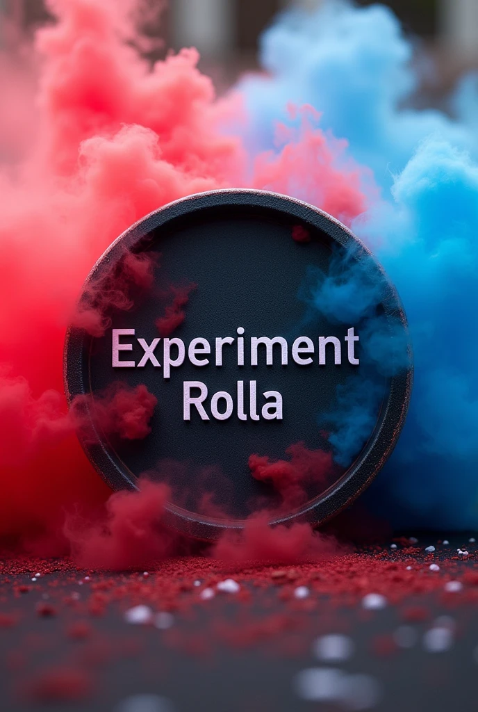 Create a thumbnail for my youtube video on topic how to make smoke bomb in which bomb in the shape of circular cylinder and write experiment rolla on the bomb and different colours is releasing from bomb and how to make smoke grenade at home is written on the thumbnail