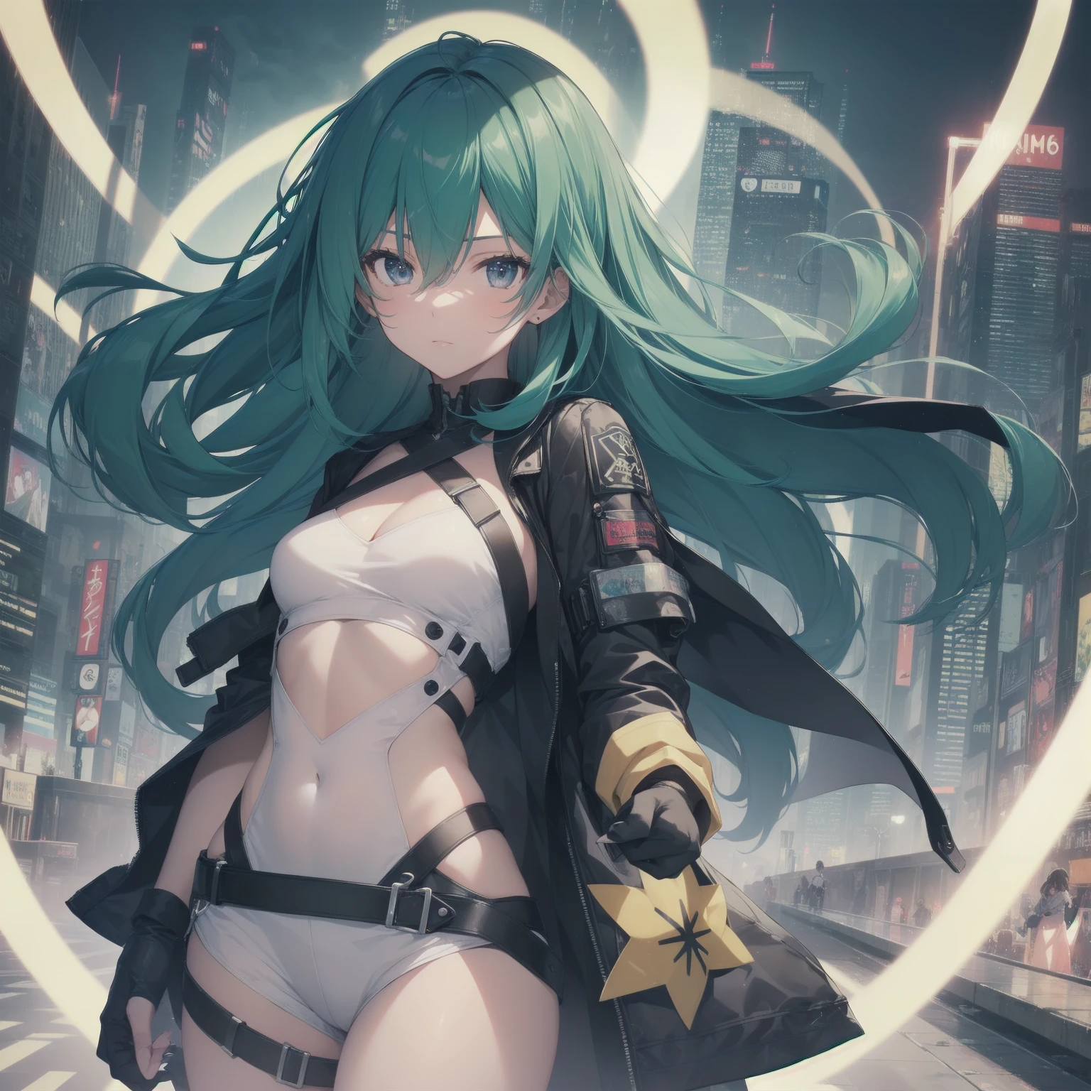 ultra-absurdres-Top quality by artist God, ultra-detailed, high resolution, anime moe artstyle, best anime 8k konachan wallpaper, pixiv contest winner, pool:2810, perfect anatomy,break, 1girl, (Please draw a girl dynamic action to skyscraper alone. )break,(Solo,little female, 16-year-old:1.3),Full limbs, complete fingers, cyberpunk, (very short hair), pixie cut, medium breasts, beautiful (well-shaped) breasts, groin, butt, small black eyes, beautiful detailed eyes, well-proportioned iris and pupils, expressive eyes, highres detailed hair, expressionless, bodysuit, plugsuit, (Detailed Lighting), (Detailed background), in the cityscape. break,super detailed skin, Best sexual lighting powered by famous artist, 8k,beauty illustration,photoshop_(medium),very aesthetic,break,((artist:izumi_tsubasu )), artist:clamp ,artist:carnelian ,artist:kantoku ,