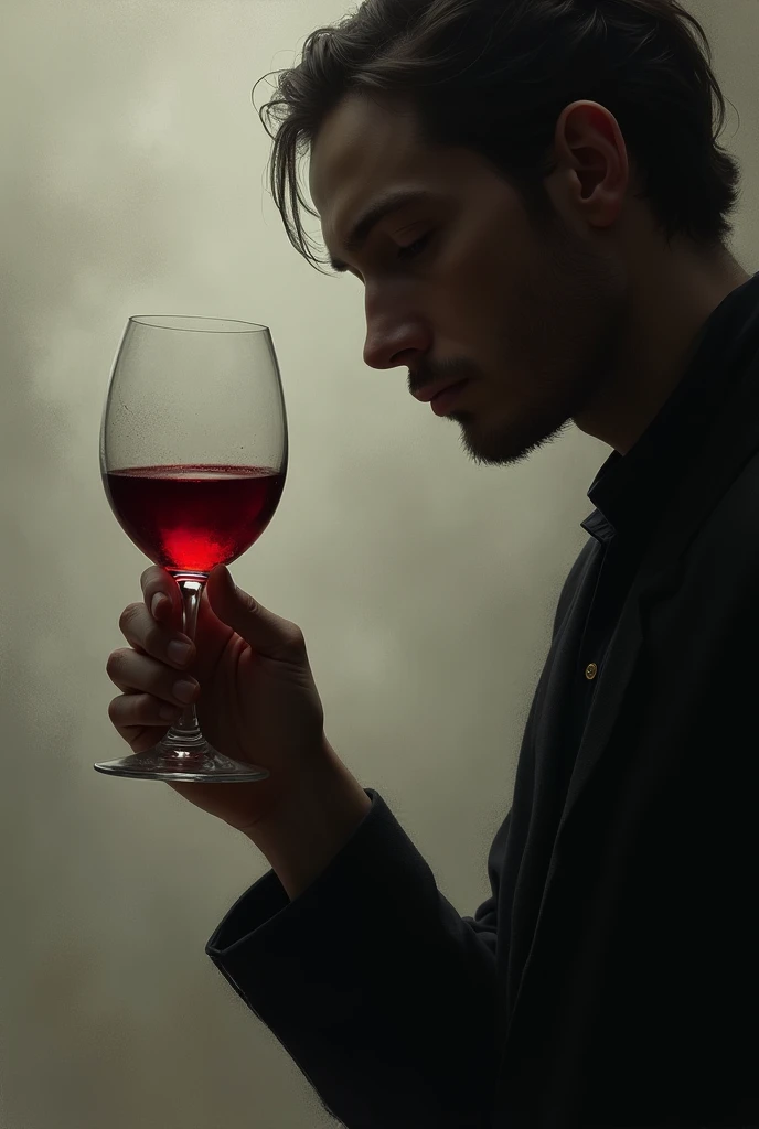 glass of red wine in stoic's hand