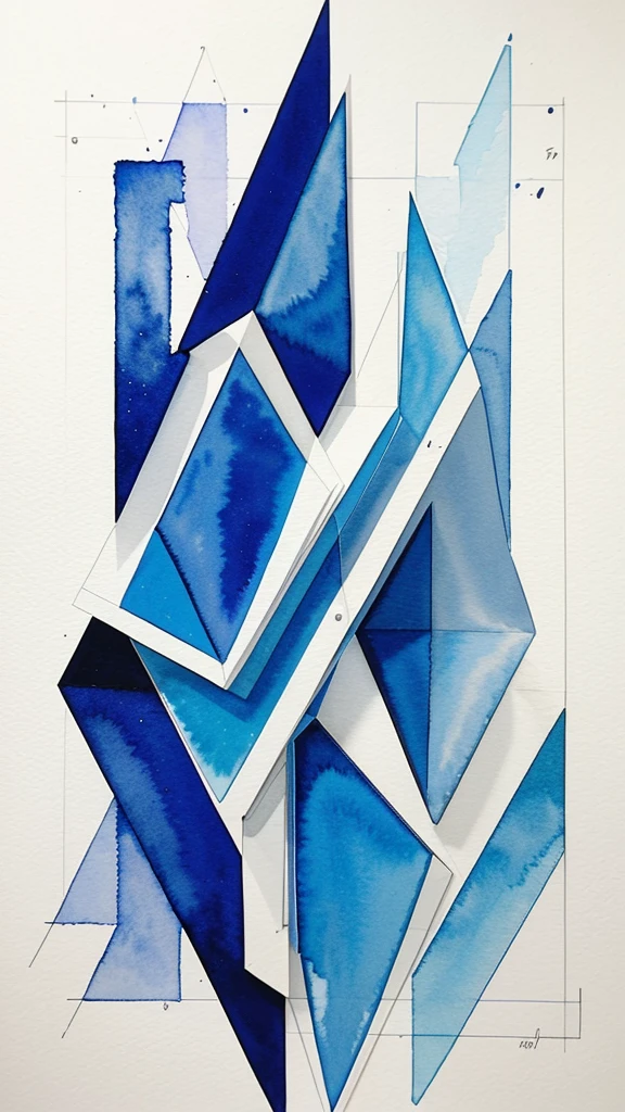 geometric abstraction: This style creates visually striking and structured watercolor compositions、using geometric shapes and patterns、.。rhombus、high density、Detailed