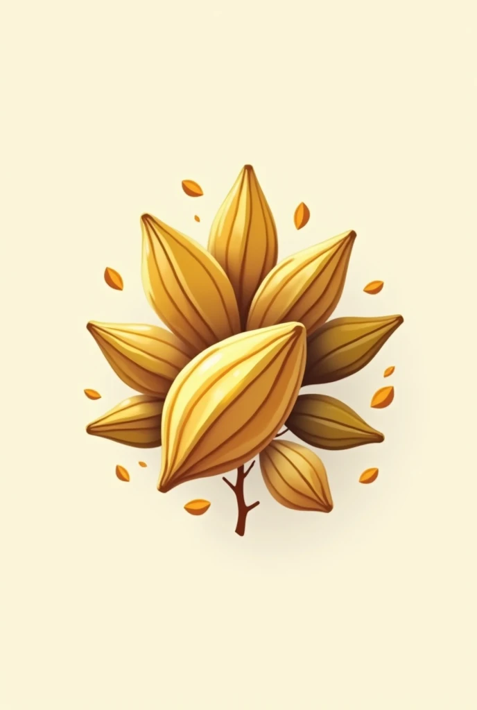 Create a logo for an artisanal chocolate shop with the name Los Granos de Oro where there are cocoa pods or cocoa seeds