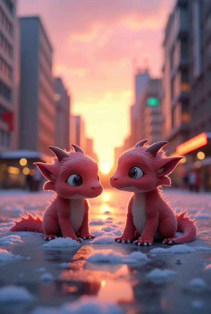 dawn on a summer morning, four kitten dragons stood in the plaza of Tokyo Station, looking at the small mounds of frost that had formed around them,